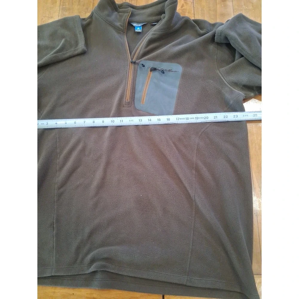 Eddie Bauer 1/4 Zip Pullover Mens TXL Brown First Ascent Polartec Fleece